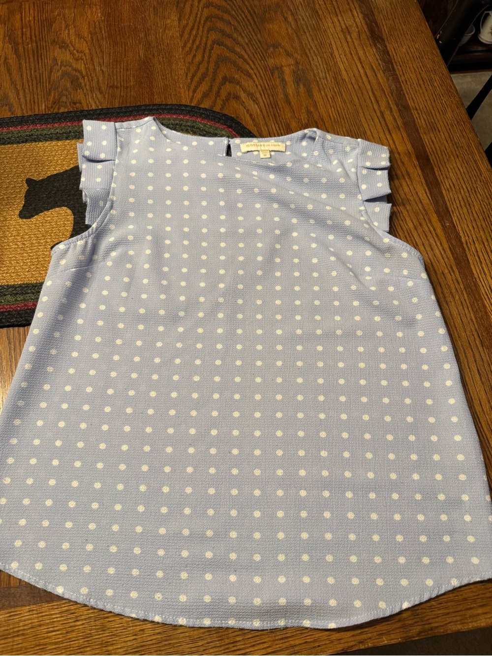 Monteau Light Blue Polka Dot Sleeveless Camisole